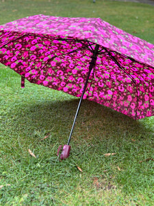 Ladies Floral Poppy Print Compact Folding Umbrella