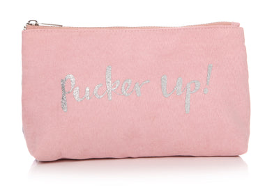 Ta Da! Lisa Buckridge 'Pucker Up!' SILVER & PINK Make Up Cosmetic Travel Bag