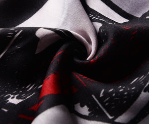 Ladies Women Horse and Colour Block Print BLACK RED NAVY BLUE Fashion Scarf