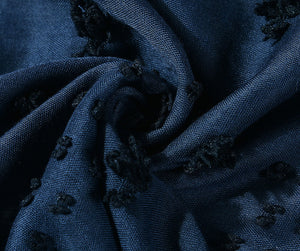 Ladies Pom Pom Plain Design NAVY BLUE Boho Style Fashion Scarf