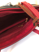 Ladies Striped Pom-Pom Tote Handbag with Detachable Strap - RED