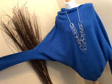 Ladies AMPARO BLUE Italian Made Asymmetric Hem Long Sleeve Jumper - One Size 8 - 18