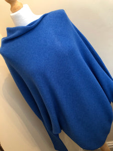Ladies AMPARO BLUE Italian Made Asymmetric Hem Long Sleeve Jumper - One Size 8 - 18