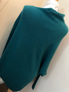 Ladies GREEN Italian Made Asymmetric Hem Long Sleeve Jumper - One Size 8 - 18