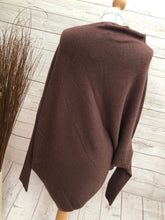 Ladies CHOCOLATE BROWN Italian Made Asymmetric Hem Long Sleeve Jumper - One Size 8 - 18