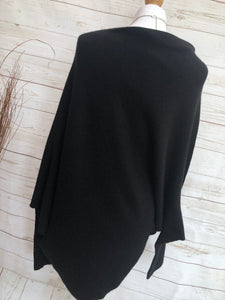 Ladies NERO BLACK Italian Made Asymmetric Hem Long Sleeve Jumper - One Size 8 - 18