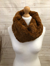 Ladies Girls Short Faux Fur Textured BROWN Snood Soft Winter Infinity Scarf