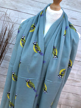 Ladies Spring Blue Tit Garden Bird Print DUCK EGG BLUE Fashion Scarf