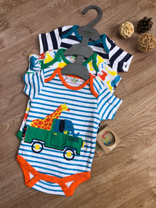 Lily & Jack Baby Unisex Multi Coloured Safari 3 Pack Bodysuits (0-12 months)