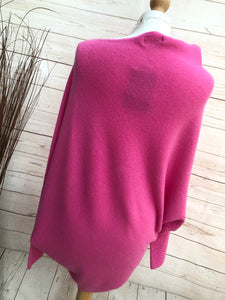 Ladies MAGENTA PINK Italian Made Asymmetric Hem Long Sleeve Jumper - One Size 8 - 18