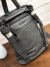 Ladies Backpack Style Large Front Pocket Handbag - GREY