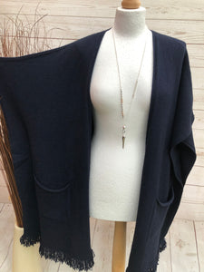 Ladies NAVY BLUE Italian Made Kimono Style Open Cardigan - One Size 8 - 20