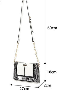 Ladies Snake Print Clutch Crossbody Handbag - GREY    (other colours available to order)