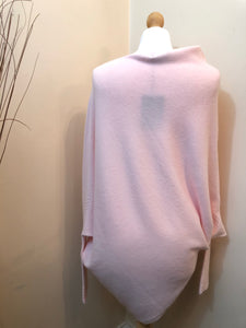 Ladies CARNE PINK Italian Made Asymmetric Hem Long Sleeve Jumper - One Size 8 - 18