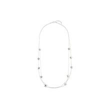 Silver Tone Double Strand Star Detail Fashion Statement Necklace